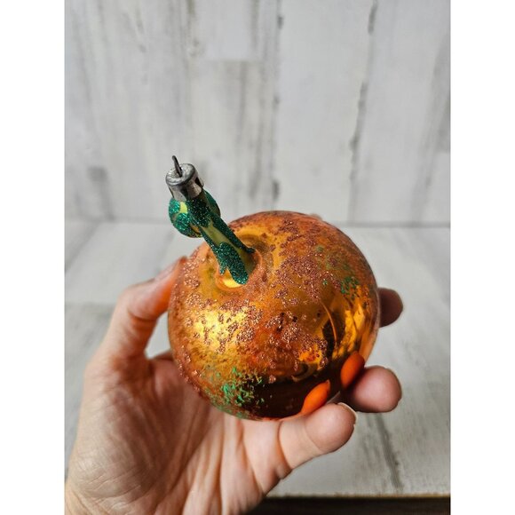 Radko? Peach orange ornament vintage frosted glitter unique Xmas tree - Picture 6 of 9